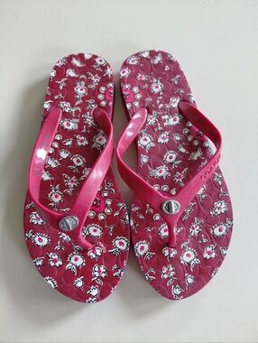 Coach Red Floral Flip Flop Sandals